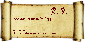 Roder Varsány névjegykártya